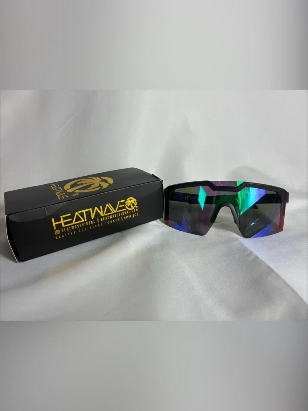 Heatwave Mirrored Shield Sunglasses - Black with Multicolor Iridescent Lens